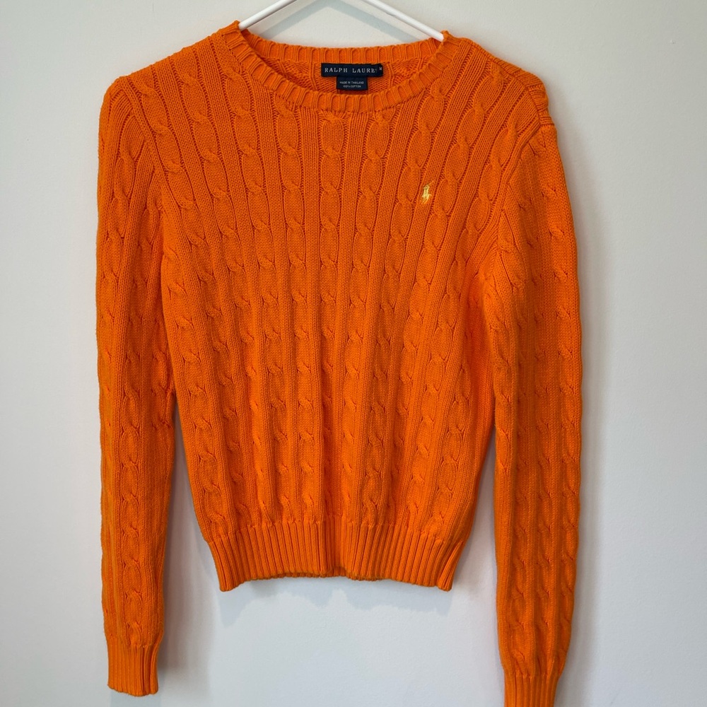 Ralph Lauren Orange Cable Knit Sweater